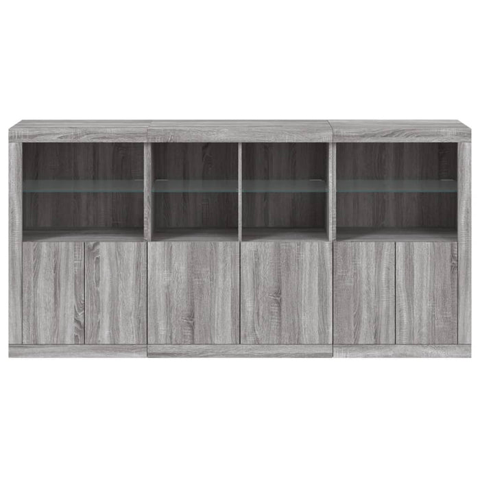 Credenza con Luci LED Grigio Sonoma 202x37x100 cm 3209161