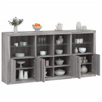 Credenza con Luci LED Grigio Sonoma 202x37x100 cm 3209161