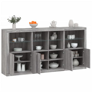 Credenza con Luci LED Grigio Sonoma 202x37x100 cm 3209161