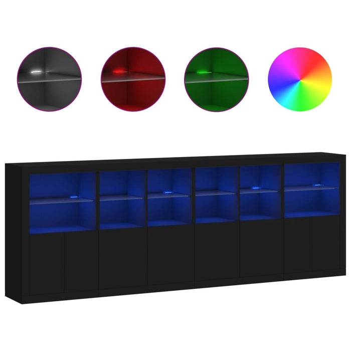 Credenza con Luci LED Nera 283x37x100 cmcod mxl 133834