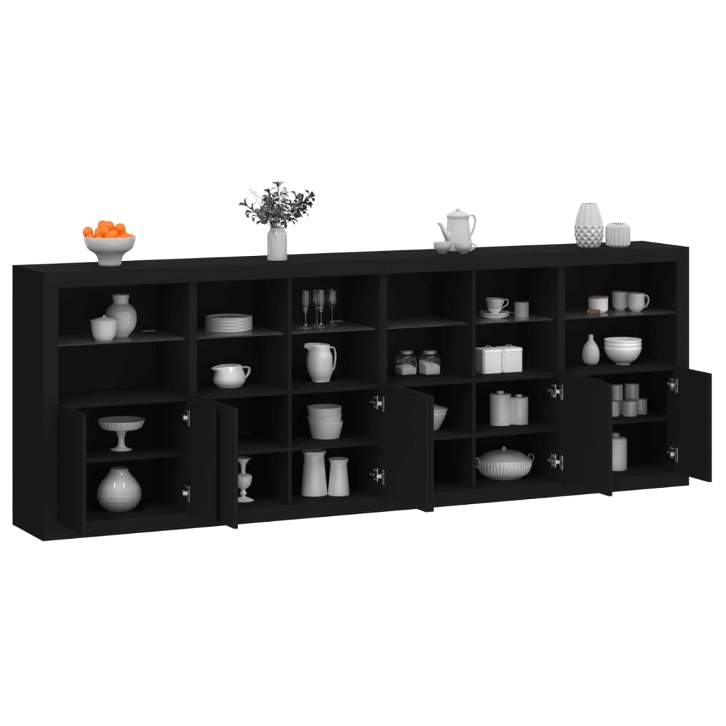 Credenza con Luci LED Nera 283x37x100 cmcod mxl 133834