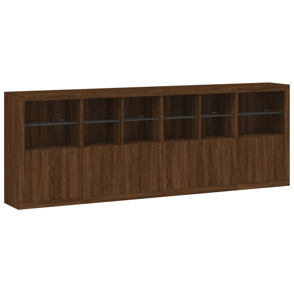 Credenza con Luci LED Rovere Marrone 283x37x100 cm 3209169