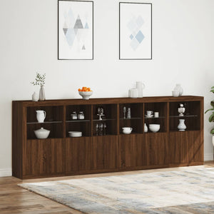 Credenza con Luci LED Rovere Marrone 283x37x100 cm 3209169