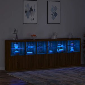 Credenza con Luci LED Rovere Marrone 283x37x100 cm 3209169