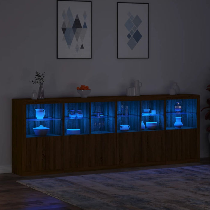 Credenza con Luci LED Rovere Marrone 283x37x100 cm 3209169