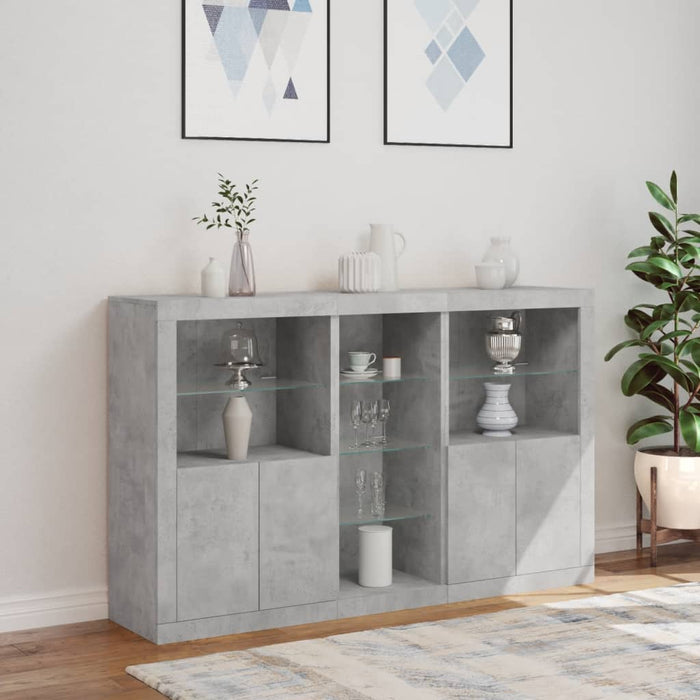 Credenza con Luci LED Grigio Cemento 162x37x100 cm 3209173