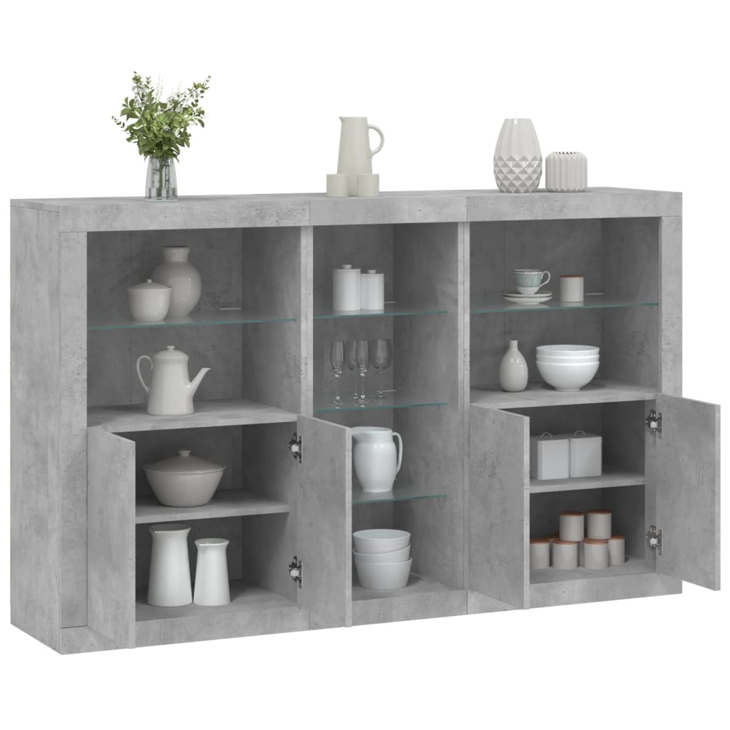Credenza con Luci LED Grigio Cemento 162x37x100 cm 3209173
