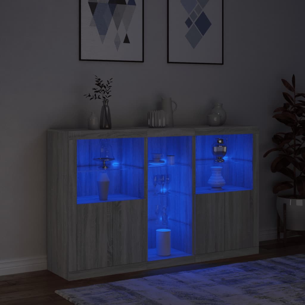 Credenza con Luci LED Grigio Sonoma 162x37x100 cm 3209175
