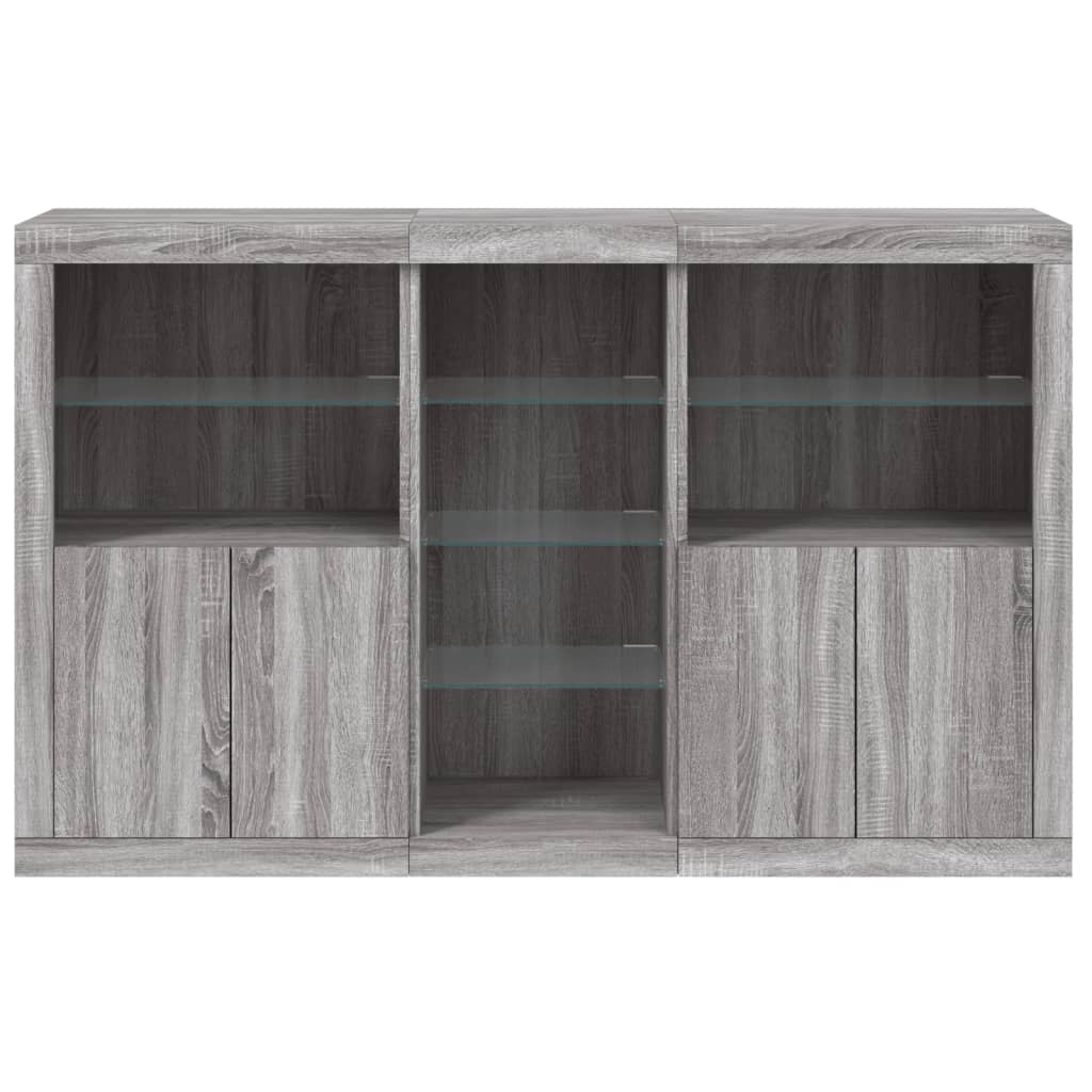 Credenza con Luci LED Grigio Sonoma 162x37x100 cm 3209175