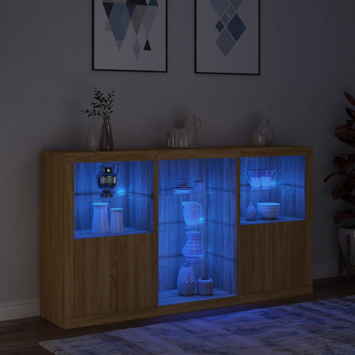 Credenza con Luci LED Rovere Sonoma 181,5x37x100 cm 3209179