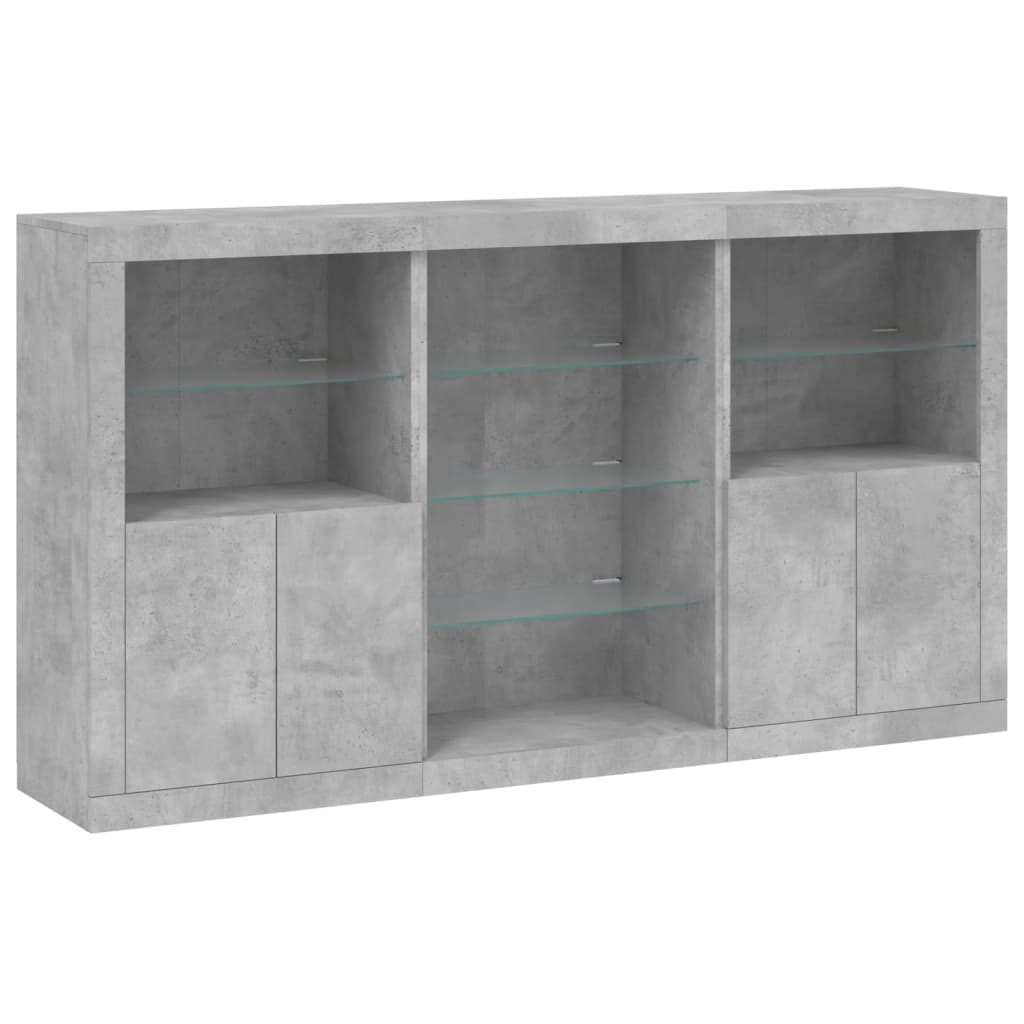 Credenza con Luci LED Grigio Cemento 181,5x37x100 cm 3209180