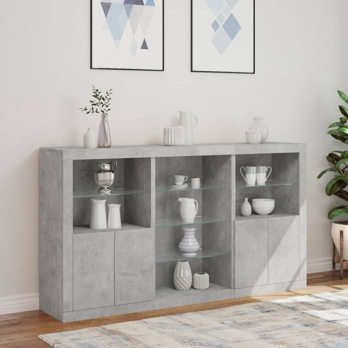Credenza con Luci LED Grigio Cemento 181,5x37x100 cm 3209180