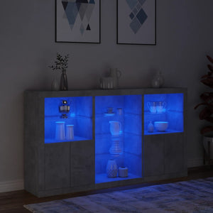Credenza con Luci LED Grigio Cemento 181,5x37x100 cm 3209180