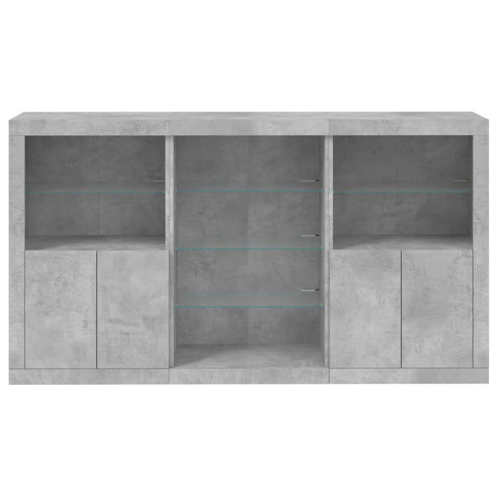Credenza con Luci LED Grigio Cemento 181,5x37x100 cm 3209180