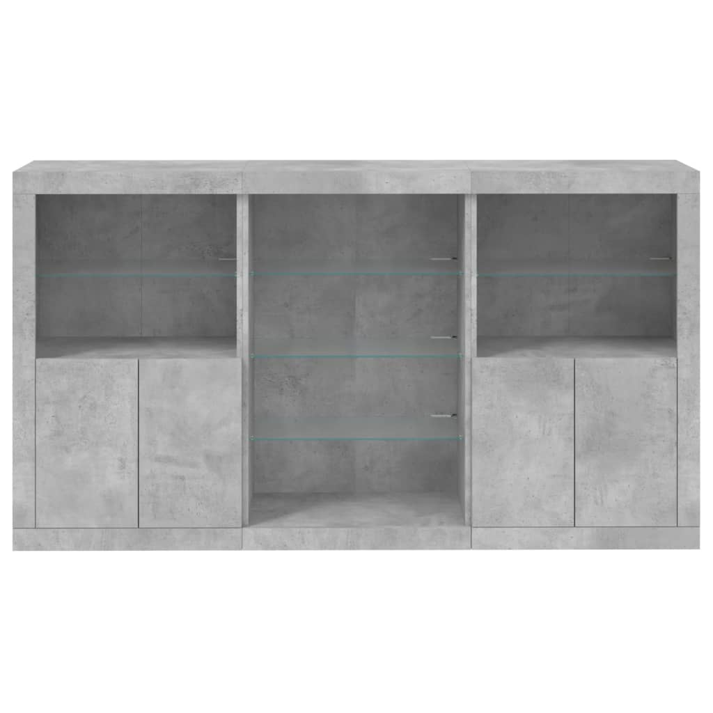 Credenza con Luci LED Grigio Cemento 181,5x37x100 cm 3209180