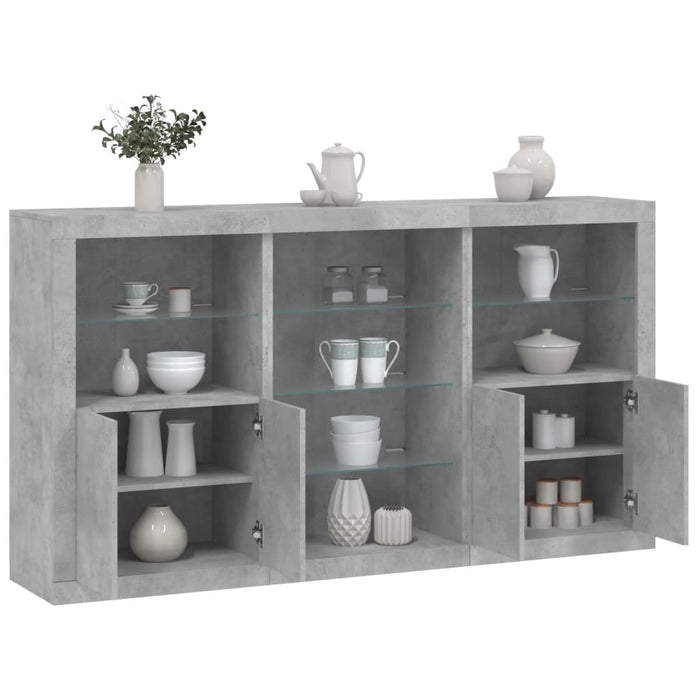 Credenza con Luci LED Grigio Cemento 181,5x37x100 cm 3209180