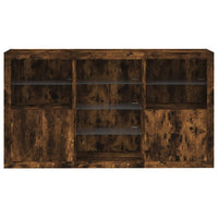 Credenza con Luci LED Rovere Fumo 181,5x37x100 cm 3209181