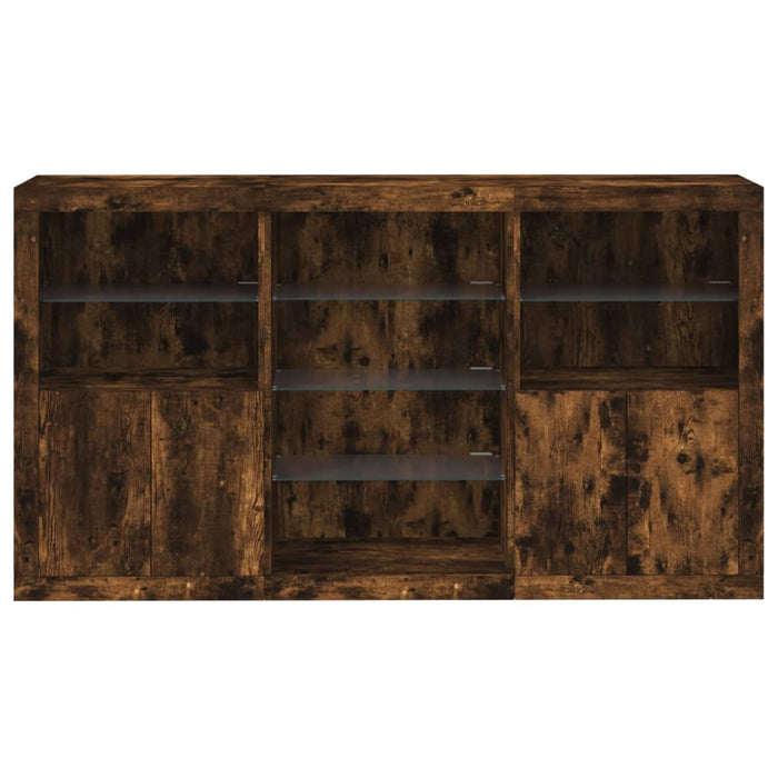 Credenza con Luci LED Rovere Fumo 181,5x37x100 cm 3209181