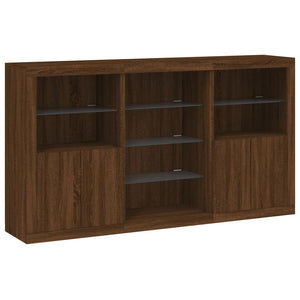 Credenza con Luci LED Rovere Marrone 181,5x37x100 cm 3209183
