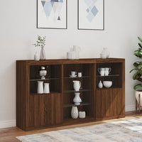 Credenza con Luci LED Rovere Marrone 181,5x37x100 cm 3209183