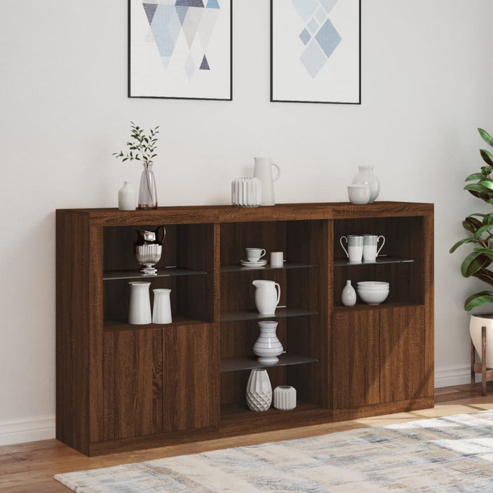 Credenza con Luci LED Rovere Marrone 181,5x37x100 cm 3209183