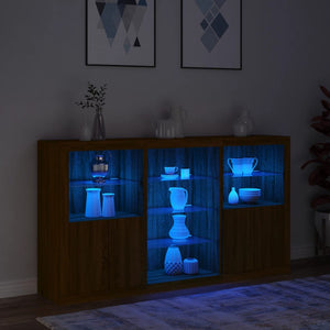 Credenza con Luci LED Rovere Marrone 181,5x37x100 cm 3209183