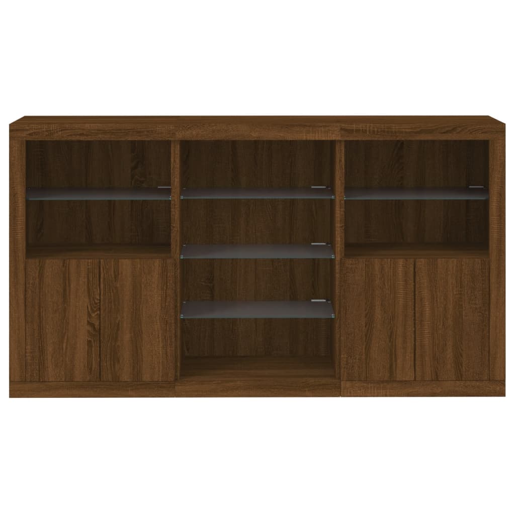 Credenza con Luci LED Rovere Marrone 181,5x37x100 cm 3209183