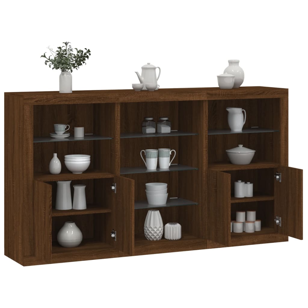 Credenza con Luci LED Rovere Marrone 181,5x37x100 cm 3209183