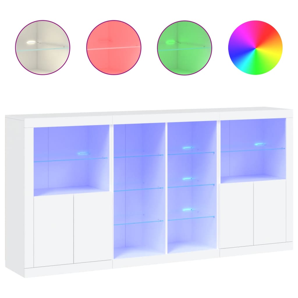 Credenza con Luci LED Bianca 202x37x100 cm 3209184