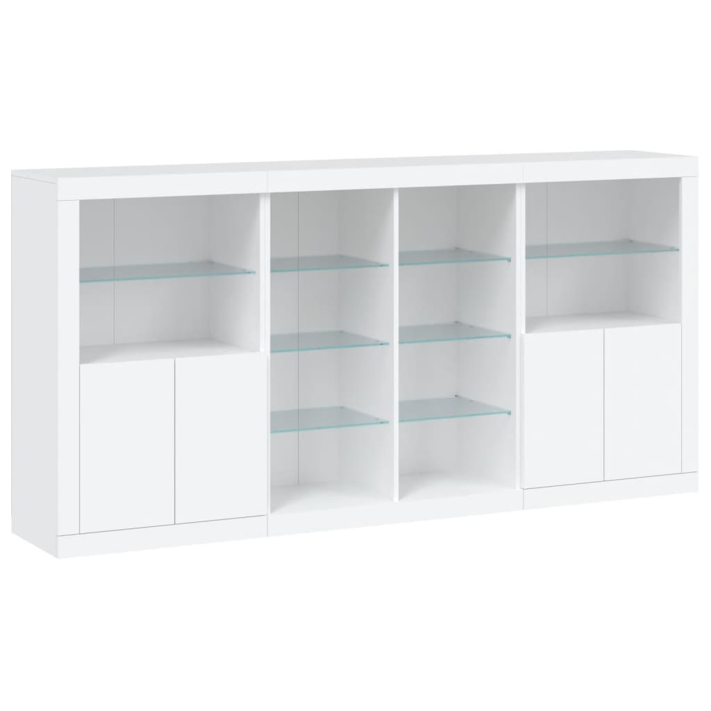 Credenza con Luci LED Bianca 202x37x100 cm 3209184