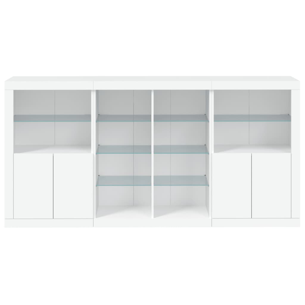 Credenza con Luci LED Bianca 202x37x100 cm 3209184