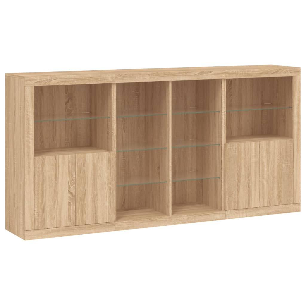 Credenza con Luci LED Rovere Sonoma 202x37x100 cm 3209186
