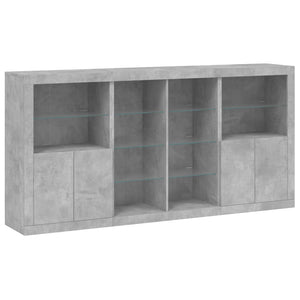 Credenza con Luci LED Grigio Cemento 202x37x100 cm 3209187