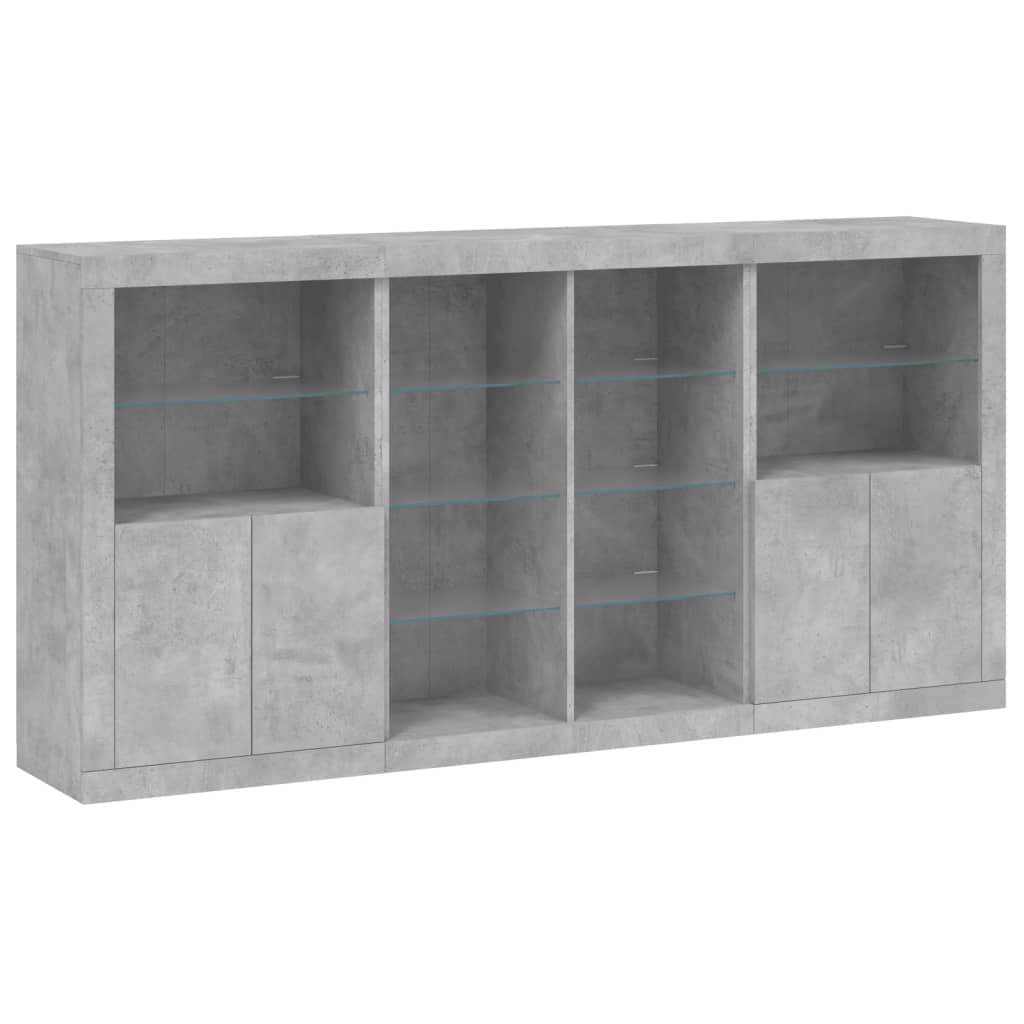 Credenza cassettiera mobile contenitore organizer cucina soggiorno salotto con luci LED 202 x 37 x 100 cm grigio 02_0029989