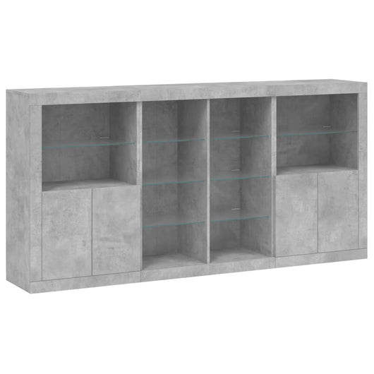 Credenza cassettiera mobile contenitore organizer cucina soggiorno salotto con luci LED 202 x 37 x 100 cm grigio 02_0029989