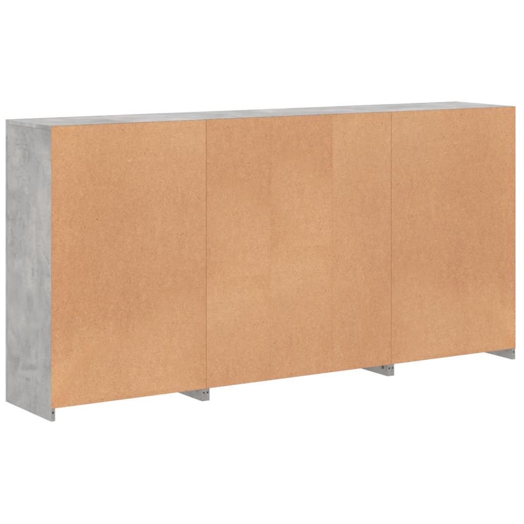 Credenza cassettiera mobile contenitore organizer cucina soggiorno salotto con luci LED 202 x 37 x 100 cm grigio 02_0029989