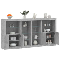 Credenza con Luci LED Grigio Cemento 202x37x100 cm 3209187