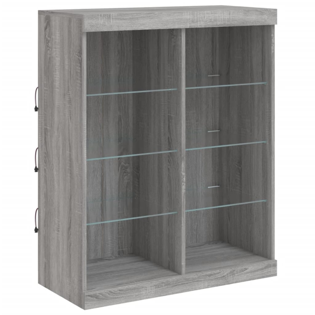 Credenza con Luci LED Grigio Sonoma 202x37x100 cm 3209189