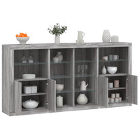 Credenza con Luci LED Grigio Sonoma 202x37x100 cm 3209189