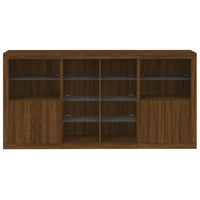 Credenza con Luci LED Rovere Marrone 202x37x100 cm 3209190