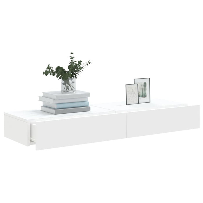 Mobili Porta TV con Luci LED 2pz Bianchi 60x35x15,5 cm 842887