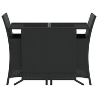 Set da Bistrò 3 pz con Cuscini Nero in Polyrattan 365116