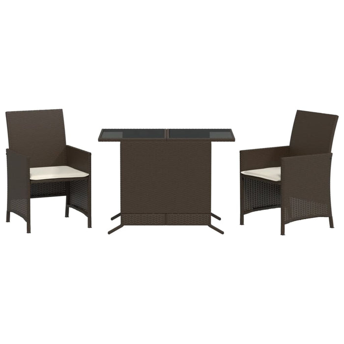 Set Bistrò 3 pz con Cuscini Marrone in Polyrattan 365118