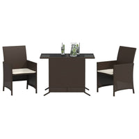 Set Bistrò 3 pz con Cuscini Marrone in Polyrattan 365118