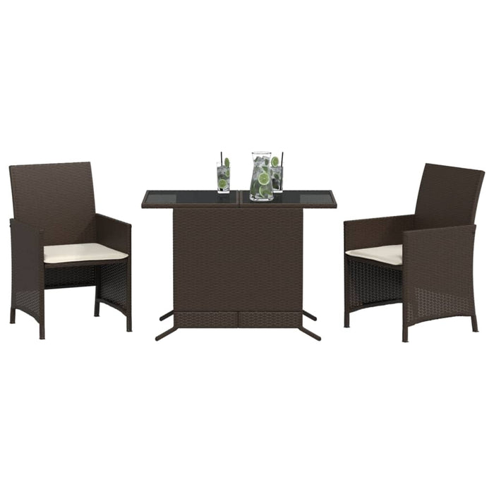 Set Bistrò 3 pz con Cuscini Marrone in Polyrattan 365118