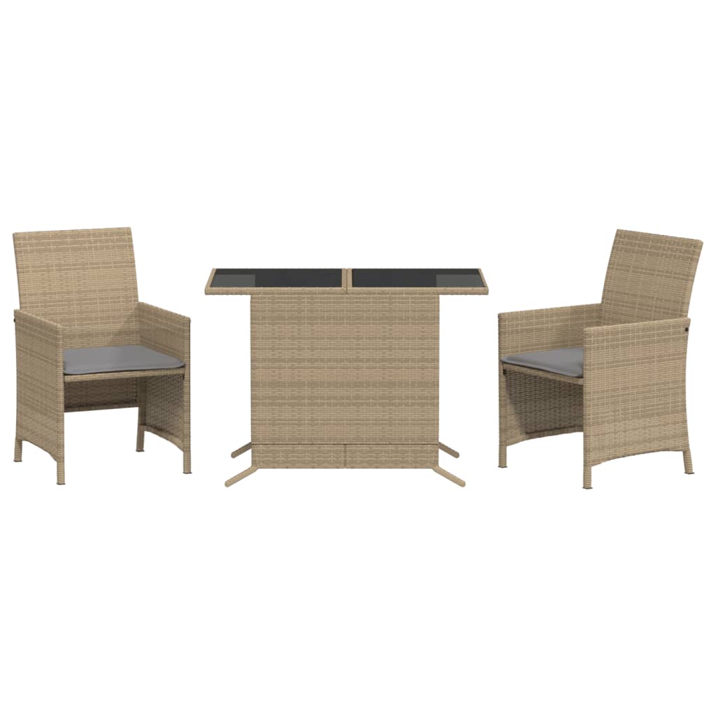 Set da Bistrò 3 pz con Cuscini Beige Misto in Polyrattan 365121