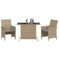 Set da Bistrò 3 pz con Cuscini Beige Misto in Polyrattan 365121