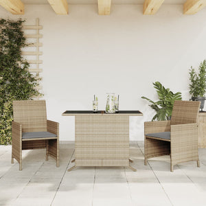 Set da Bistrò 3 pz con Cuscini Beige Misto in Polyrattan 365121