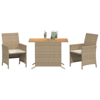 Set da Bistrò 3 pz con Cuscini Beige in Polyrattan 365126