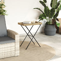 Tavolino-Tavolino da Soggiorno Vassoio Pieghevole Beige 65x40x75 cm in Polyrattan